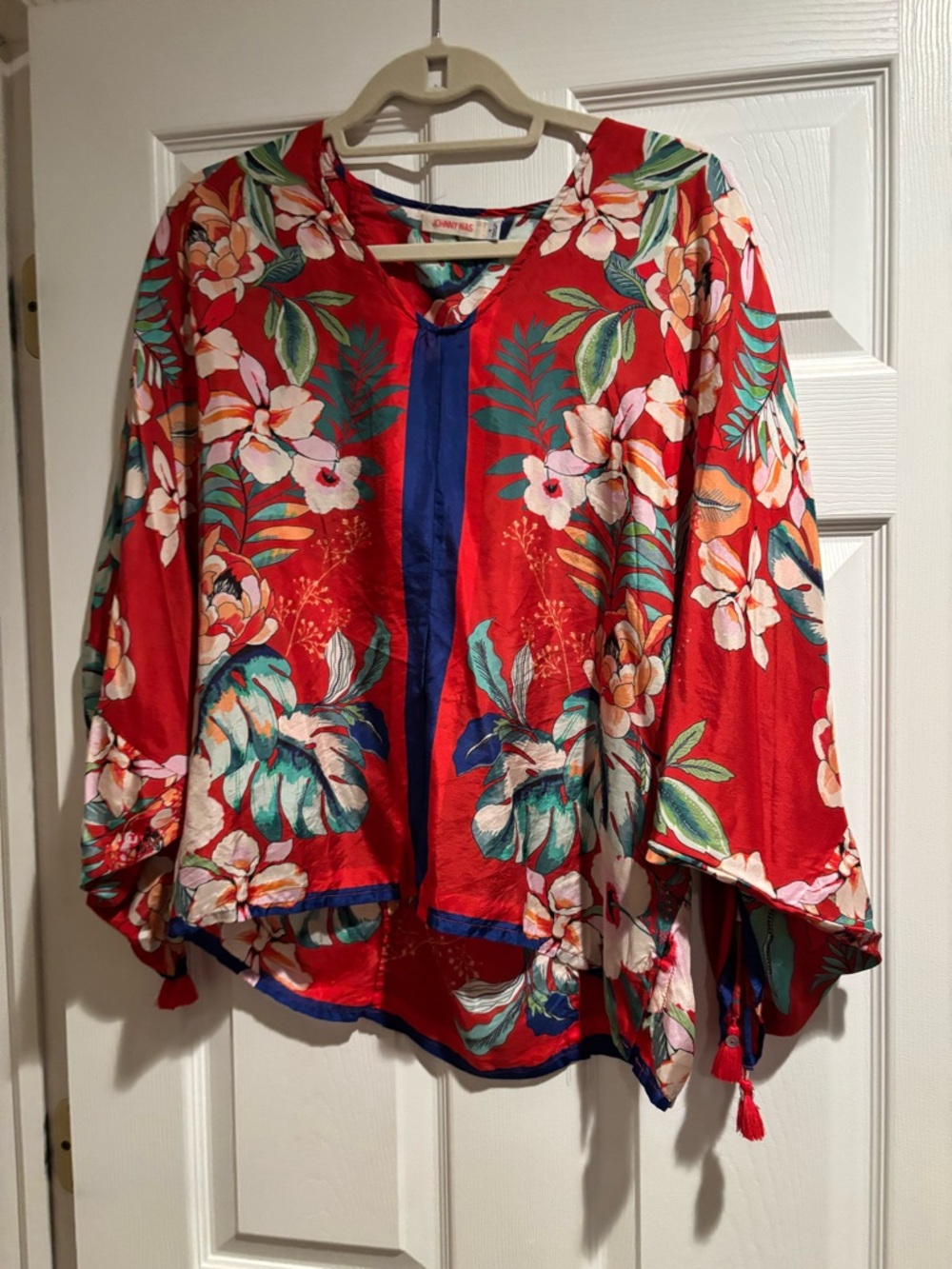 Johnny Was Red Floral Top - Picture 3 of 12